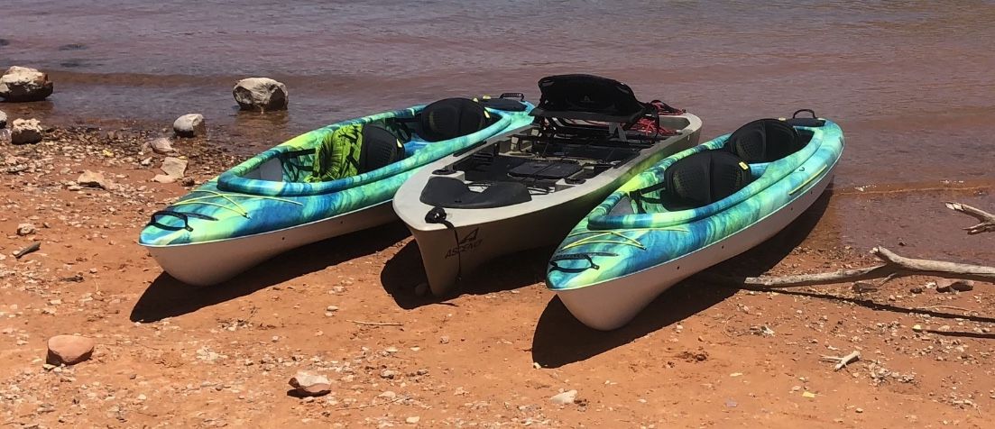 Two tandem 13.6 ft pelican kayaks