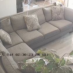 Gray Large L Shaped Sofa 
