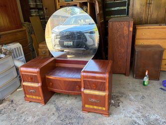 Vintage Waterfall Vanity with Mirror – Art Deco Style – $275 OBO