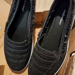 Black Demin Look Slip On Casual Shoes