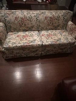 FREE-Floral Upholstered Two-Cushion Sofa -FREE