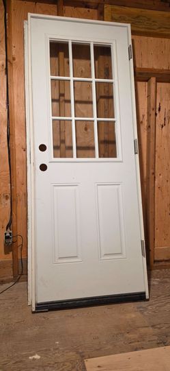30 in. x 80 in. 2 Panel Left-Hand/Inswing 9-Lite Clear Glass Primed Steel Prehung Front Door w/Brickmould

ONLY 1 YEAR OLD CHANGING FIRN SLIDING DOOR