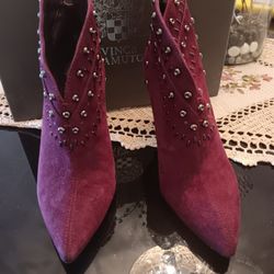 Vince Camuto Burgundy Suede Boots, Sz 7