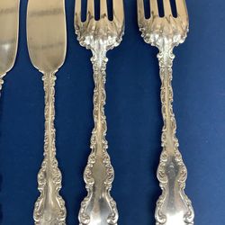 VINTAGE A & J PLAUT STERLING FORKS & Knife PATTERN: LOUIS XV 5 Items 119 Grams