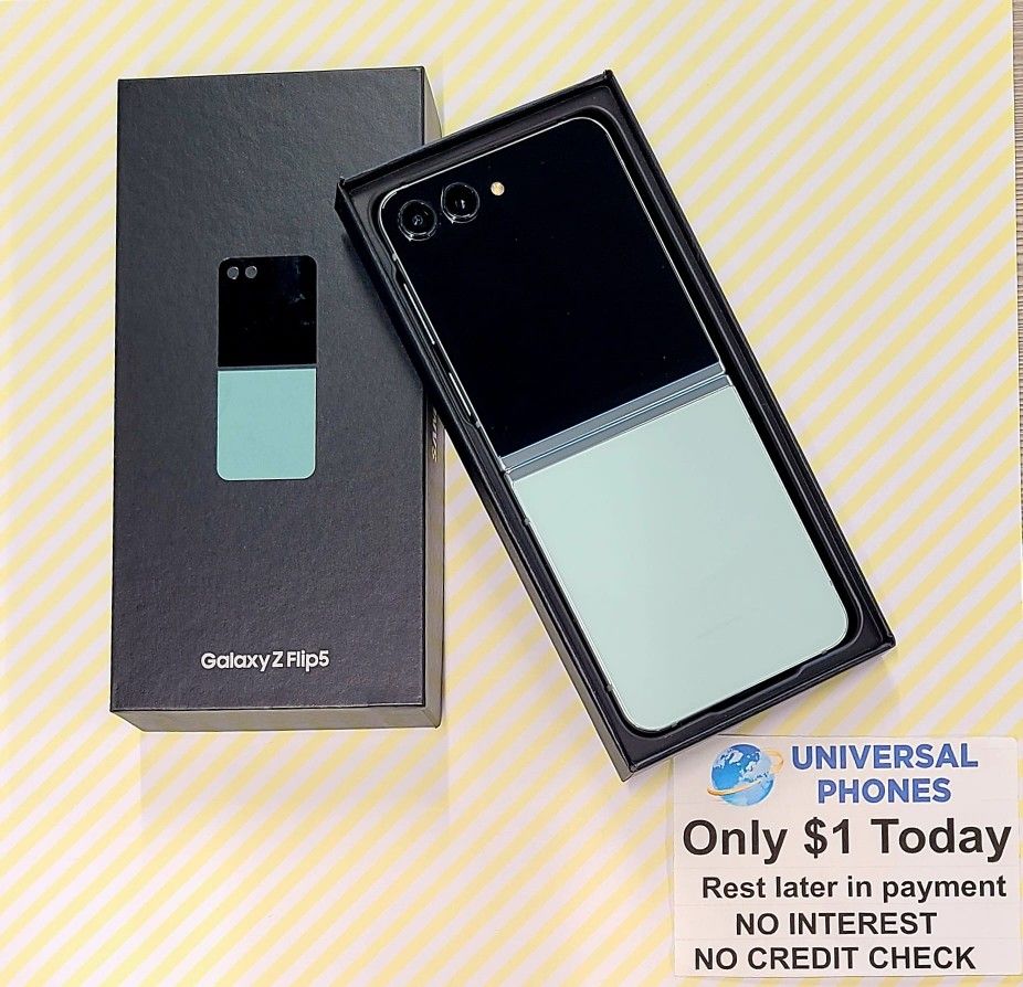 Samsung Galaxy Z Flip 5 Unlocked, FREE Smartwach/ Headphones. Pay $1 Today Rest in payments. NO CREDIT NEEDED FINANCING