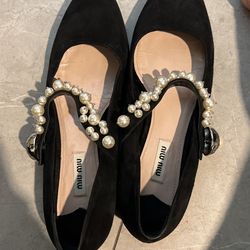 Authentic Miu Miu Pearl Flats Size 38.5