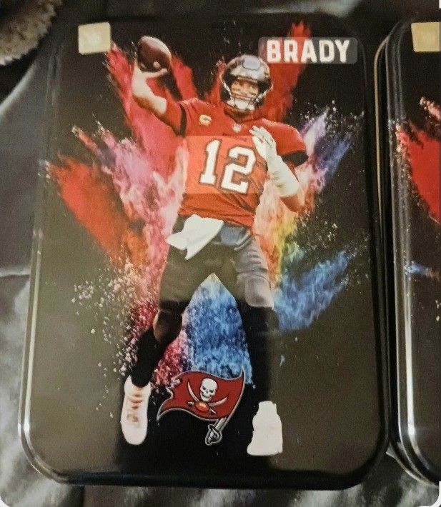 Really Nice Pair Of Brand New Tom Brady and Dak Prescott Tin Collector's Container Card Holders ... Brand New.!!!