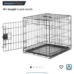 Amazon Basics Durable, Foldable Metal Wire Small Dog Crate with Tray, Single Door, 24 x 18 x 20 Inches, Black
