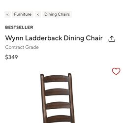 2 Solid Wood Pottery Barn Ladder  Back Chairs 