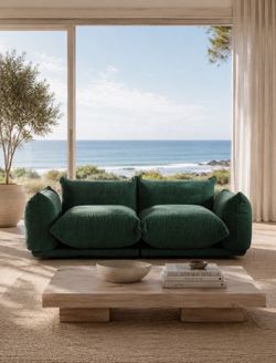 Emerald Green Cloud Sofa + Matching Ottoman