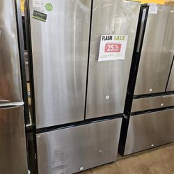 French Door Refrigerator Samsung Bespoke 36 Inch Wide Stainless Steel