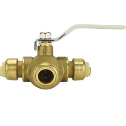 Tectite 1/2 in. Brass Push-To-Connect 3-Way Ball Valve=H9-384