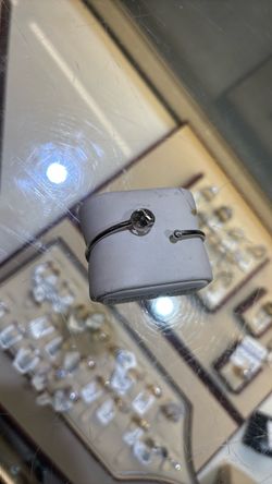 Two Silver Thin Band Rings with Stone Accents