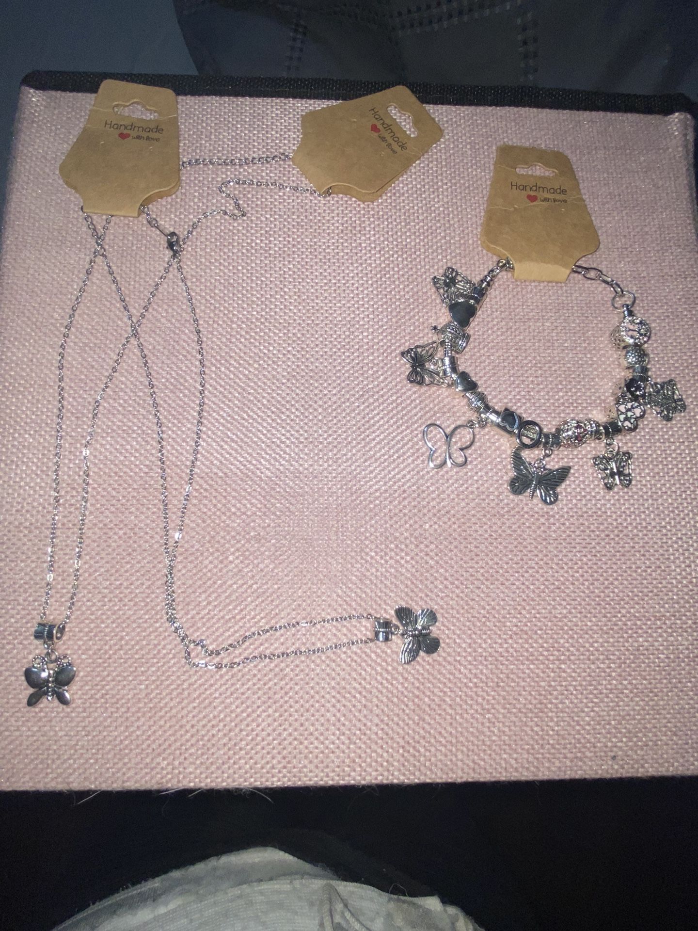 2 Butterfly Necklaces&Butterfly Bracelet SET