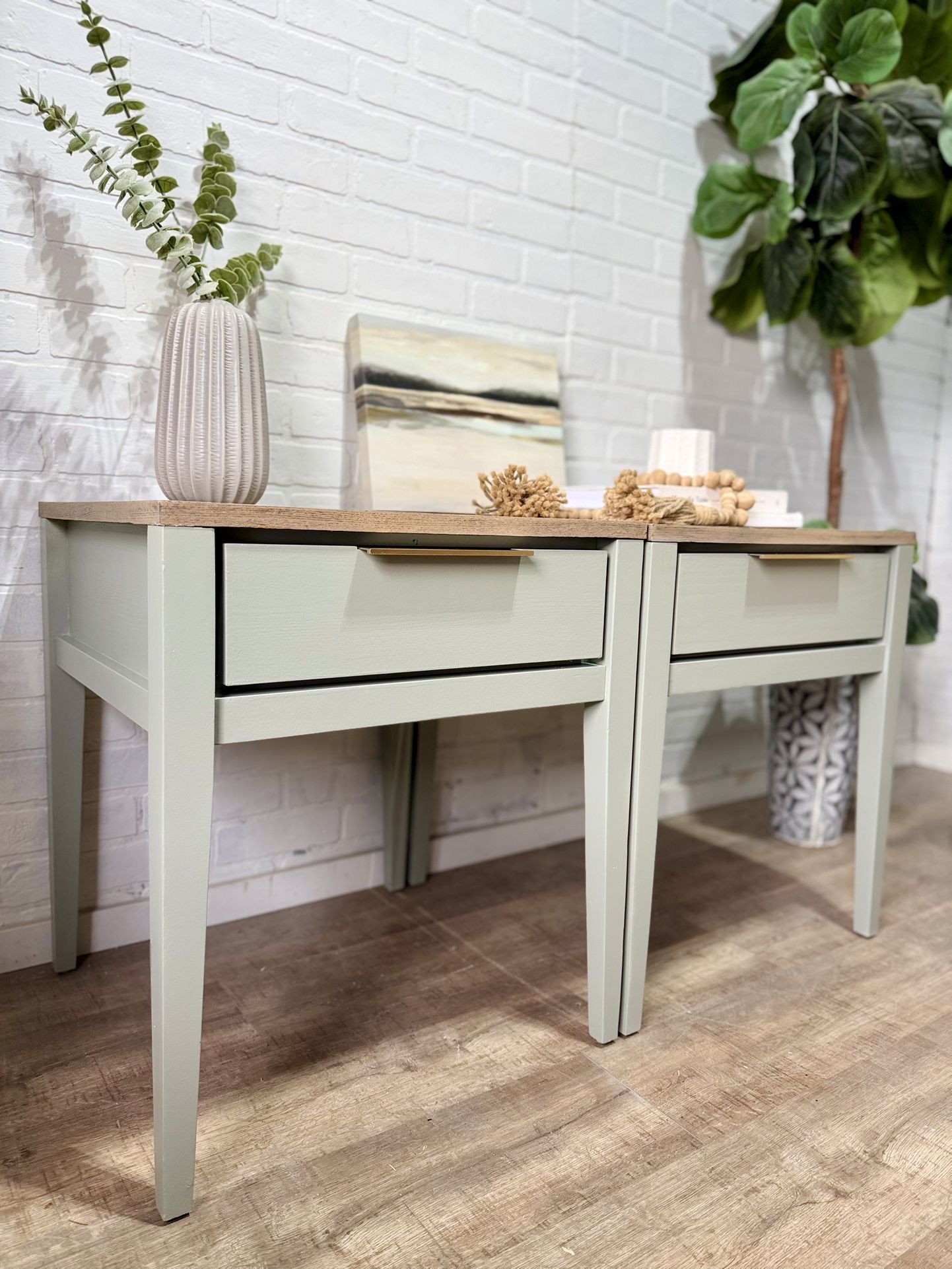 Modern matching Nightstands Sage Green