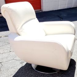 White Leather Sectional And Chair