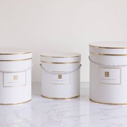 Caja Redonda Florial Blanca - 3 Piezas