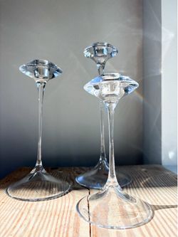 Kosta Boda Fanfare Set of Three Candlesticks By Kjell Engman