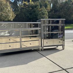 Pier 1 Hayworth Mirrored Dresser + Chest – Glam Silver Set! 