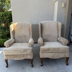 Two High back Wingback Accent Chairs 