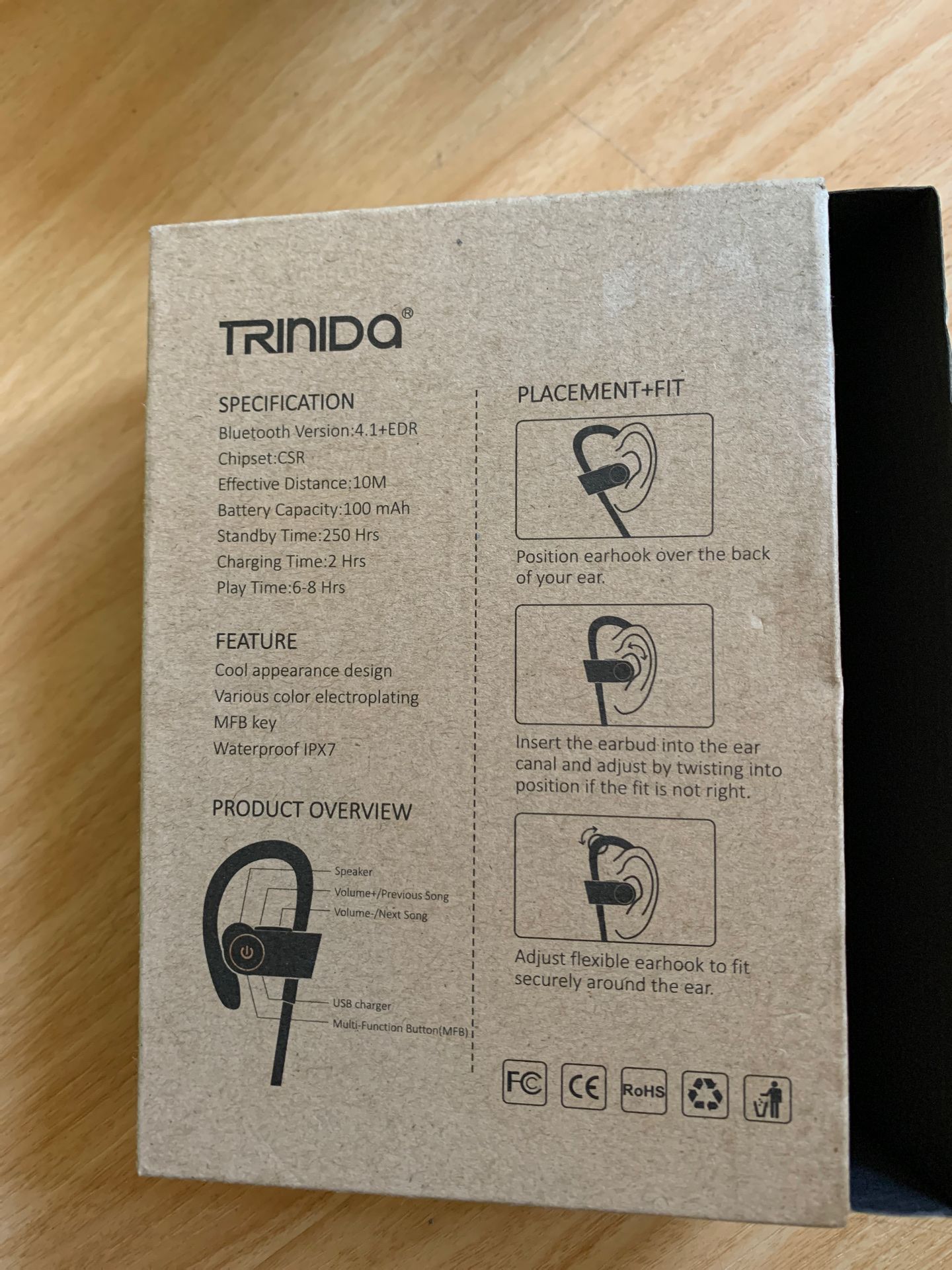 Bluetooth headset red black