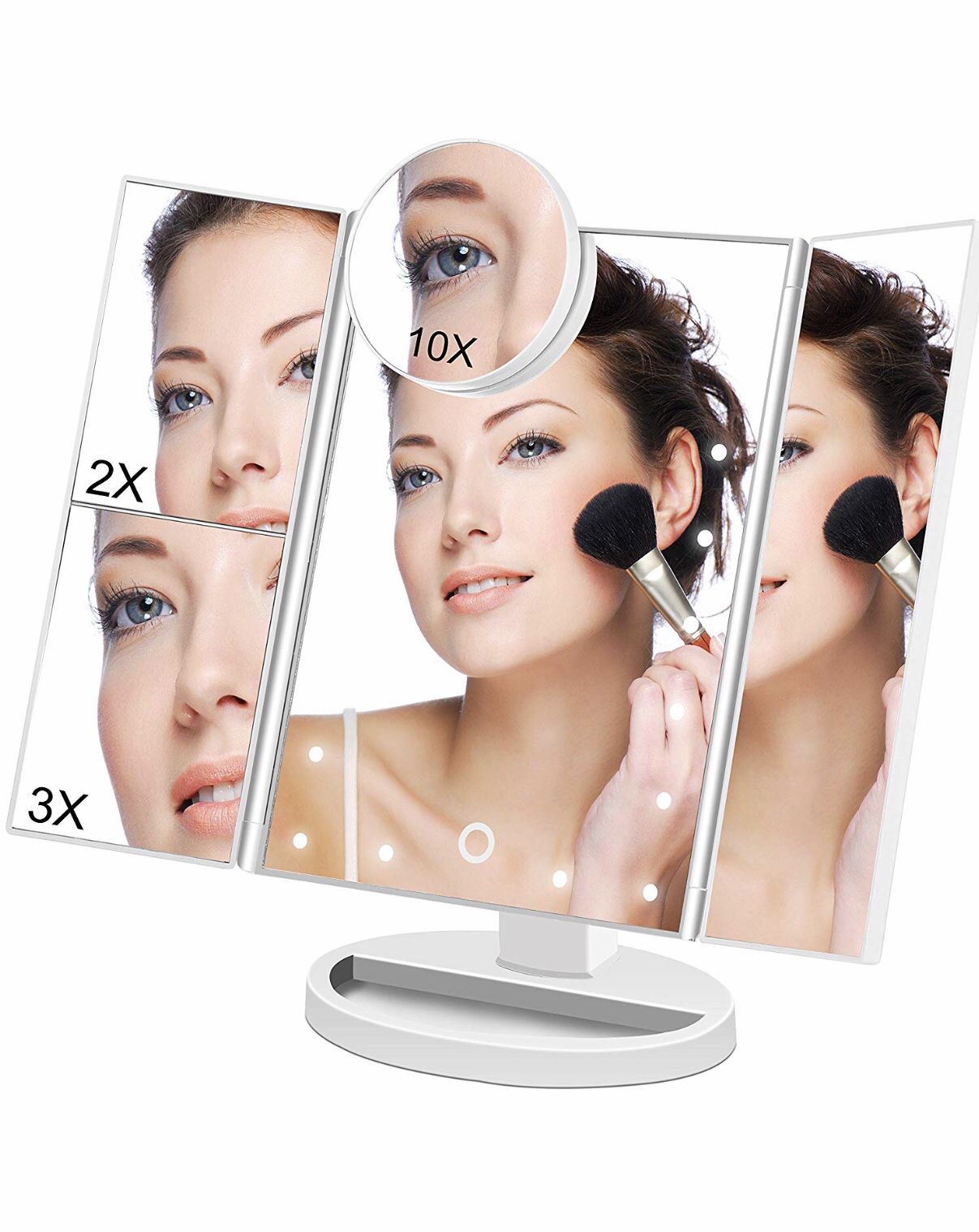 Brand new in box white Makeup Vanity Cosmetic Mirror 21 LED Lights, LED Lighted Table Makeup Mirror Touch Screen, Portable Travel Cosmetic Mirror 3X/