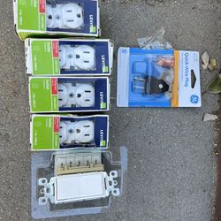 4 Leviton Outlets & 1 GE Quick Wire Plug 