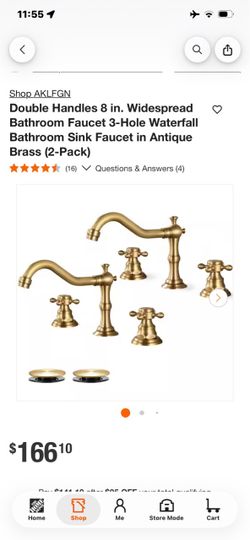 Antique Brass Widespread Bathroom Faucet 2-Pack