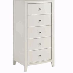 $299 TALL CHEST, CREAM WHITE, Dimensions: 23.50 X 17.50 X 47.75"H