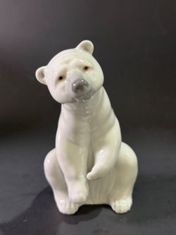 Lladro Spain 1209 Seated Polar Bear Vintage Porcelain Figurine 1972 5"