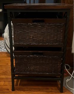 2-drawer wood and wicker accent chest (Pier one)
