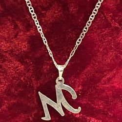 925 NEW SILVER Necklace With  M  Pendant 