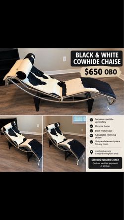 Black & White Cowhide Chaise Lounge