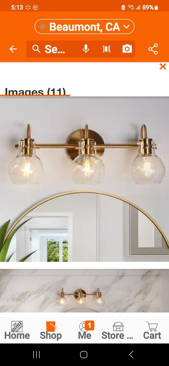 LNC 3 LIGHT GOLD VANITY LIGHT NEW IN THE BOX