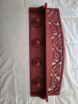 Wooden Wall Coat Rack – Red Finish