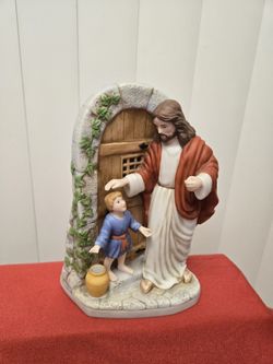 Home Interior Statue " Jesus At The door Mattew 7:7 /Estatua De Jesus De Home Interior " Jesus  En La Puerta Mateo 7:7