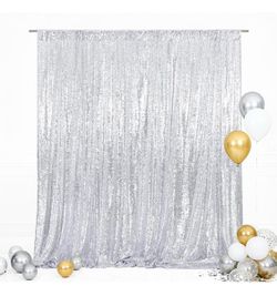 Eternal Beauty Silver Sequin Backdrop, 20x10 Ft Glitter Background Curtains for Shimmer Photography Party Wedding Birthday BackDrop  1 panel