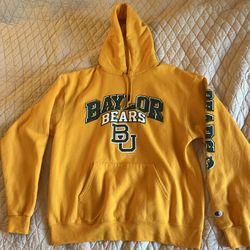 Vintage Champion Baylor University Bears yellow hoodie sweatshirt - large 