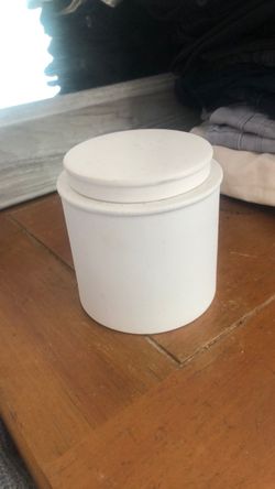 White Matte Ceramic Jar with Lid