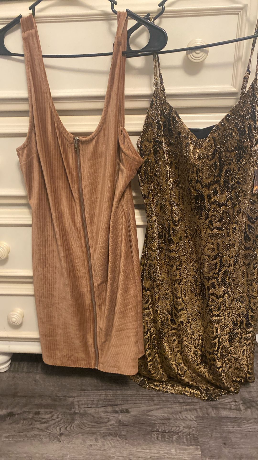 (2) Night Our Short Dress Brown / Black Size L/xl