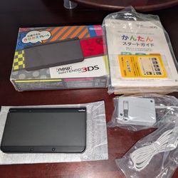 Nintendo New 3DS CiB W/ OEM Charger, 64gb Sd And Sealed Ar Cards