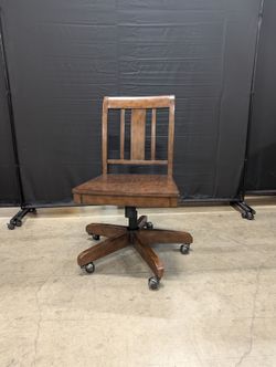 Traditional Dark Wood Swivel Desk Chair