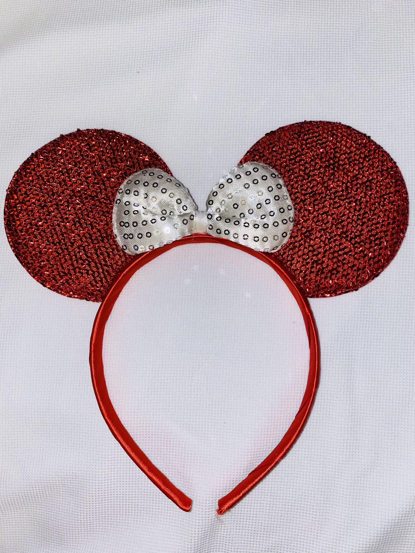 Minnie Mouse Ears Headband Red White Bow