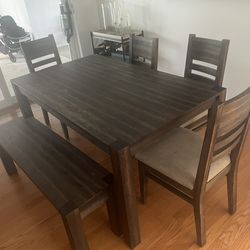 Dinning Table Set- 4 Chairs And Bench