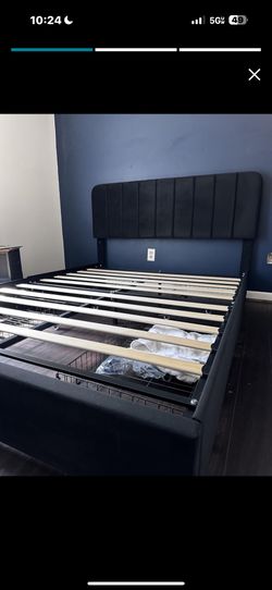 Black Velvet Storage Queen Bedframe