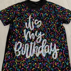 Nwot Beautiful Sequin It’s My Birthday T-Shirt Large