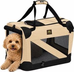 Pet Life 360° Vista View House Folding Zippered Dog Carrier, Khaki, Medium