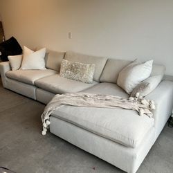 White Cream Cloud Couch Modular sectional W/ Chaise 