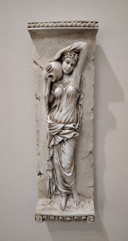 Design Toscano Water Pouring Woman Greek Wall Plaque Sculpture Resin 21"Home Decor