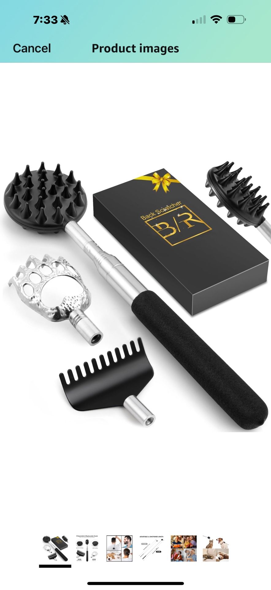 Telescoping Back Scratcher with 3Pcs Detachable Scratching Heads, Stocking Stuffers for Men Back Scratcher for Men/Women,Dual Sides/Paw/Rake Scratcher